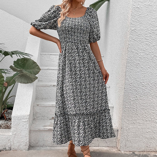 Maxi dress for women with floral print and crossed back detail Amarae