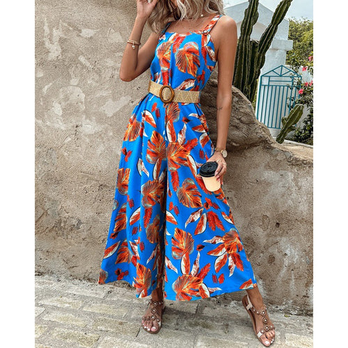 Ladies Jumpsuit Large Leg Floral Print Amarae