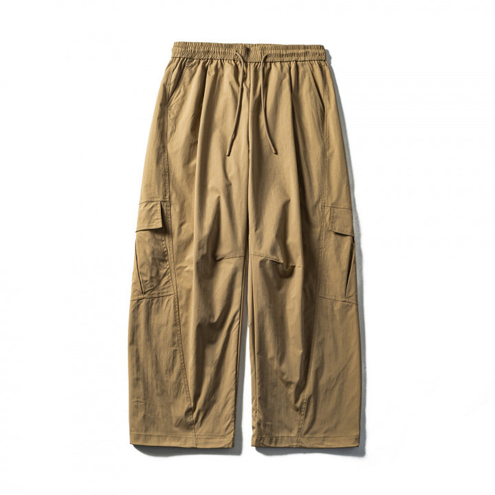 Men's Loose Cargo Pants with Elastic Waistband, Drawstring and Functional Side Pockets Amarae