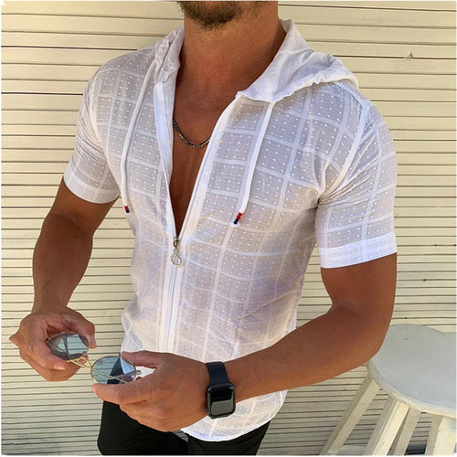 Men's hoodie t-shirt with modern zipper closure and breathable structure Amarae
