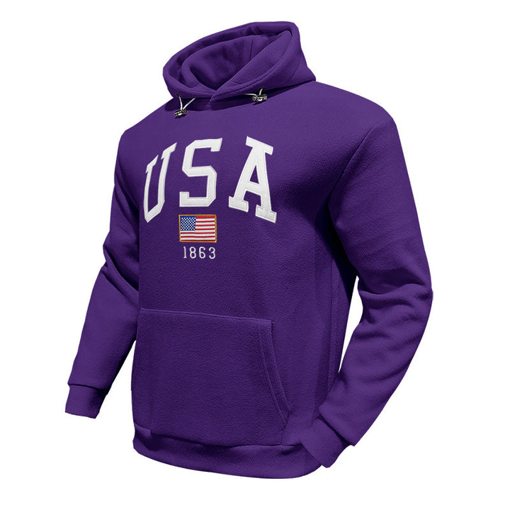 Men's hoodie with USA print and comfortable kangaroo pocket Lune London