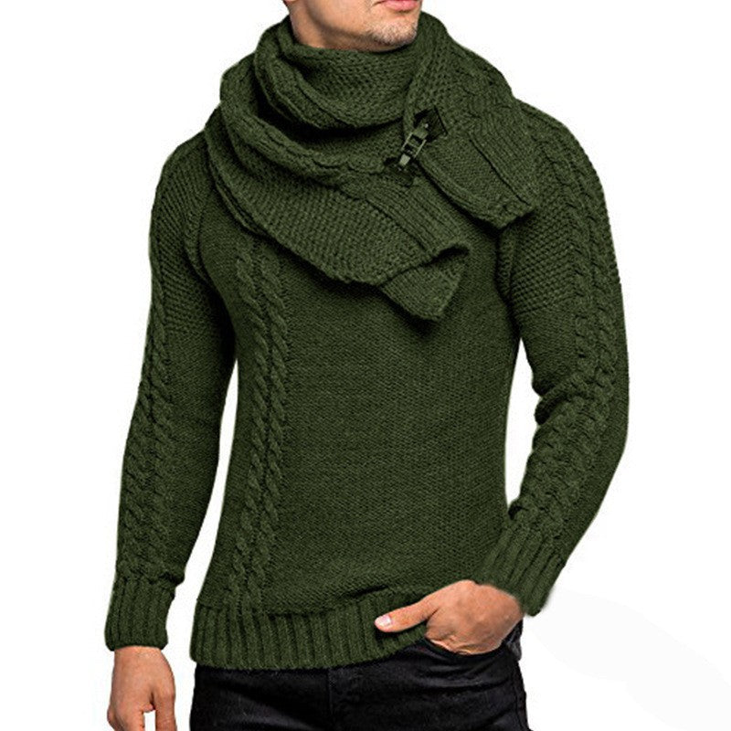 Knitted pullover for men with integrated scarf Lune London