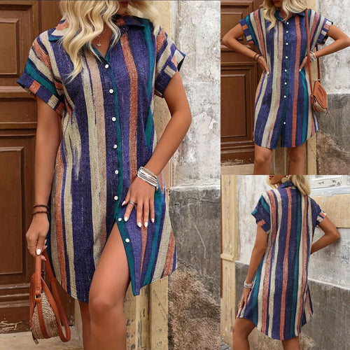 Striped shirt dress with button closure Amarae