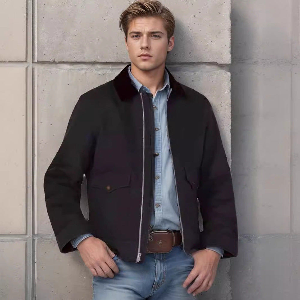 Rustic utility jacket for men with practical pockets Amarae