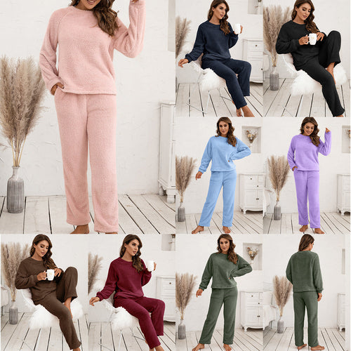 Women Cozy Fleece Pajama Set with Long Sleeves and Comfortable Pants Amarae