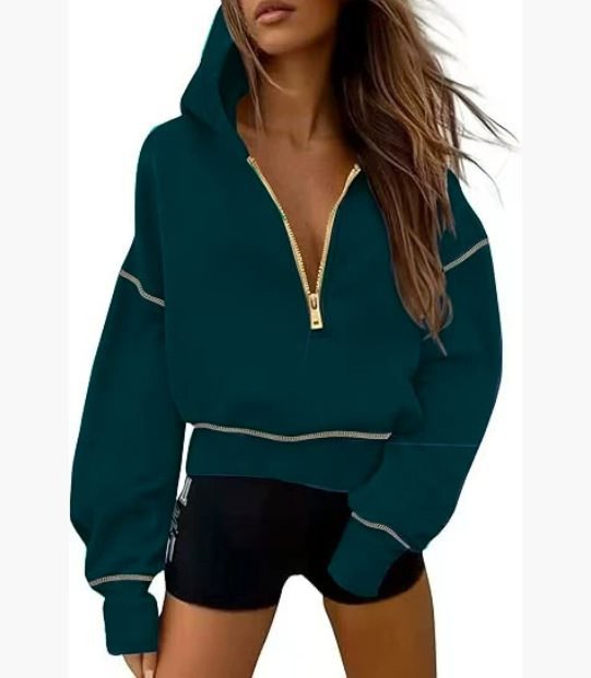 Casual hoodie for ladies with golden accents and high collar Lune London