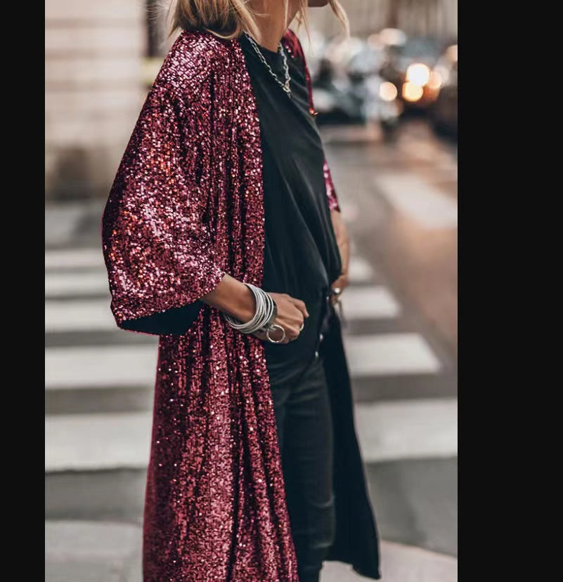 Ladies shimmering kimono with loose fit Lune London