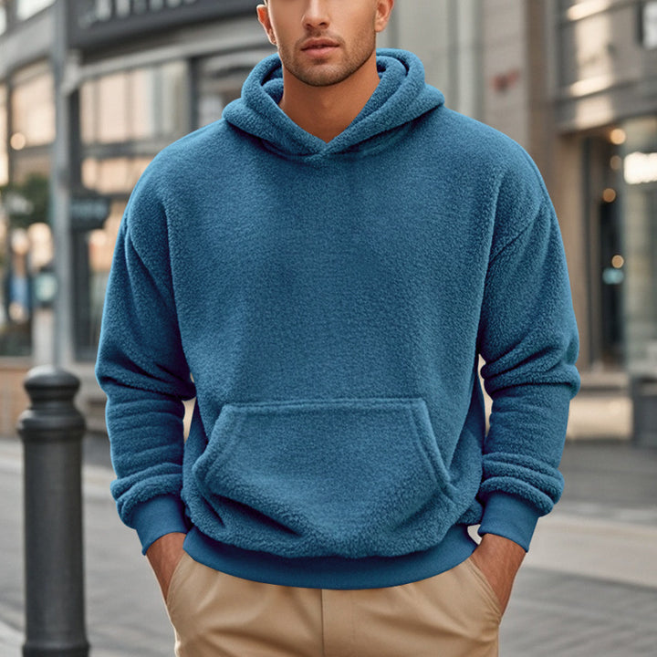 Men's Fleece Hoodie with kangaroo pocket and modern cut Lune London
