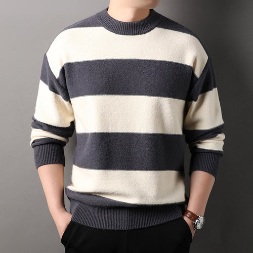 Knitted sweater for men with a nice striped pattern and a modern fit Amarae