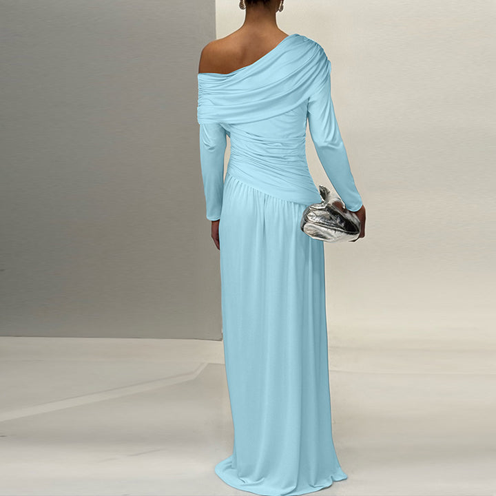 Elegant asymmetrical wrap maxi dress for women Lune London