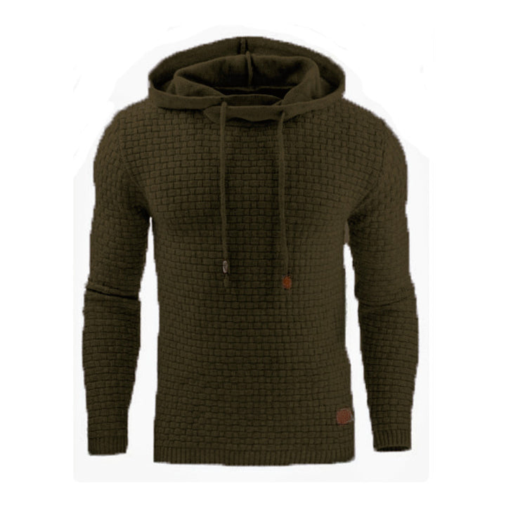 Knitted sweater for men with textured surface and integrated hood Amarae