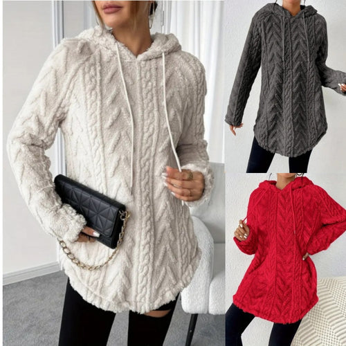 Cozy knit jacket for women with hood and side pockets Amarae