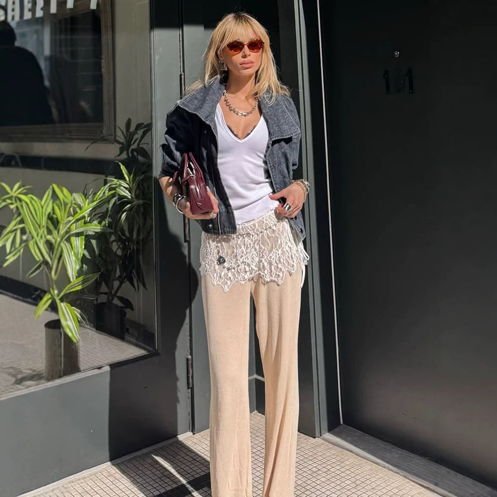 Ladies short-cut jeans jacket in stonewash look with oversized collar and zipper Amarae