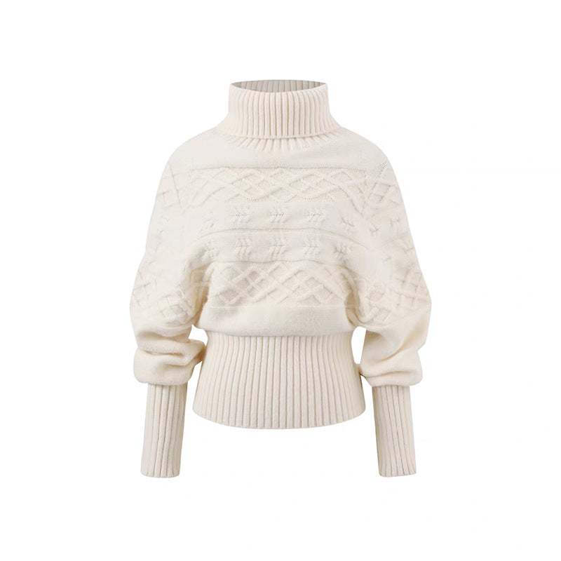 Pull en tricot surdimensionné pour femmes avec col montant et design texturé Chic & Stil