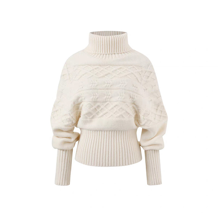Pull en tricot surdimensionné pour femmes avec col montant et design texturé Chic & Stil