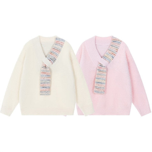 Ladies Cozy Sweater with Innovative Scarf Detail Amarae