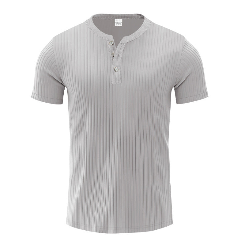 Trendy short sleeve Henley shirt for men with textured design Amarae