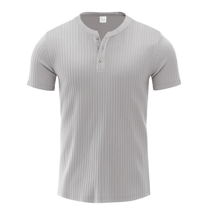Trendy short sleeve Henley shirt for men with textured design Amarae