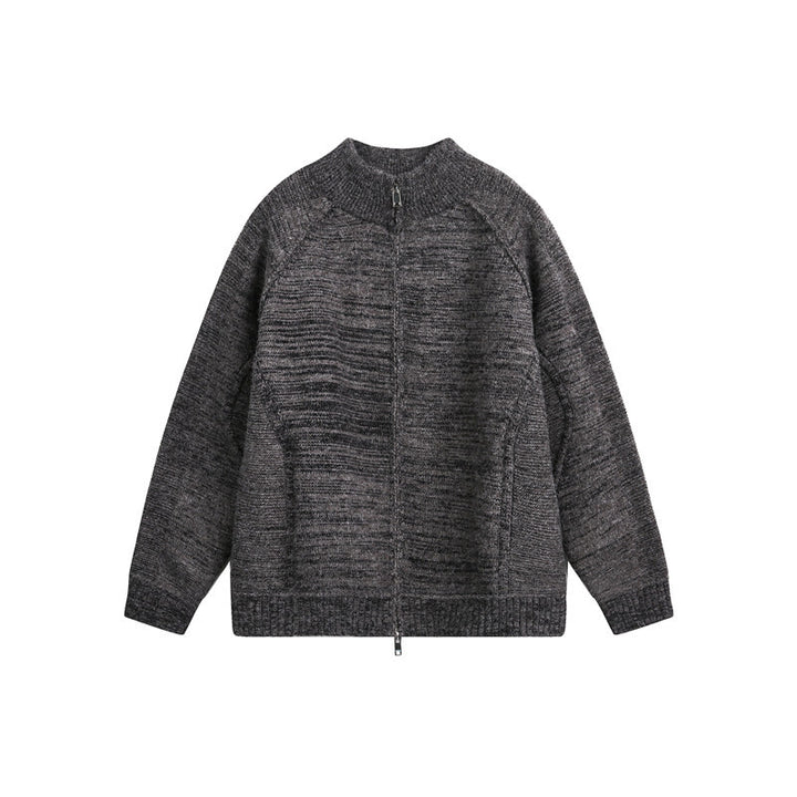 Unisex Knit Zip Jacket with Stand-up Collar, Raglan Sleeves and Ribbed Cuffs Amarae
