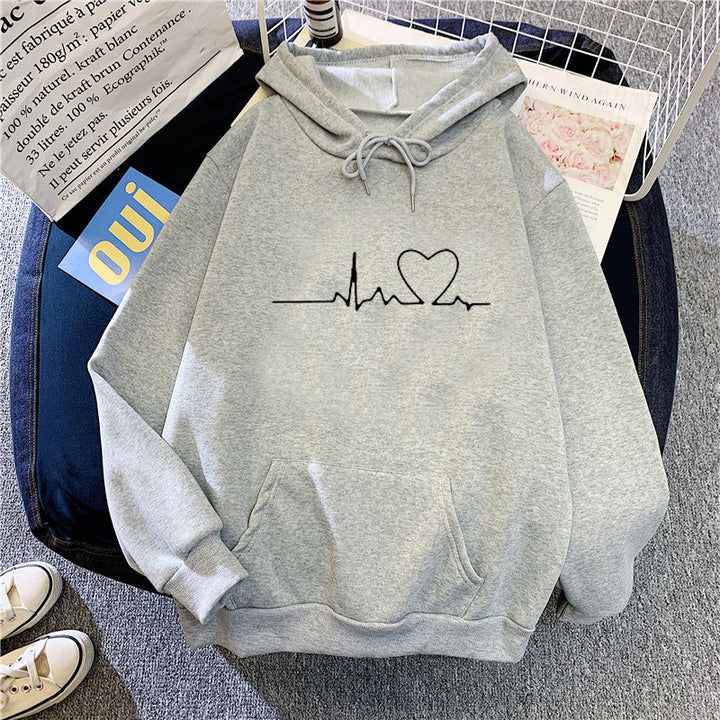 Women's hoodie with heart beat motif Chic & Stil
