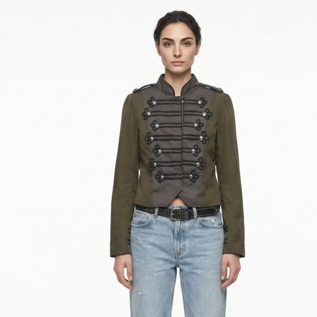 Women’s short-cut military-inspired blouson with decorative cords Amarae