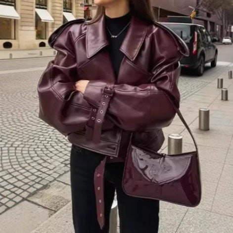 Fashionable ladies' faux leather jacket Amarae