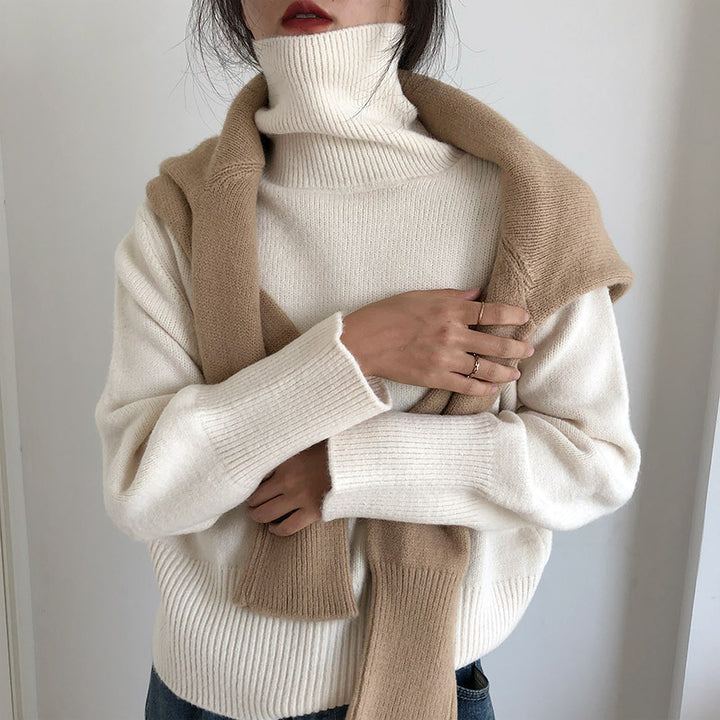 Pull à col roulé confortable pour femmes en fine maille Chic & Stil