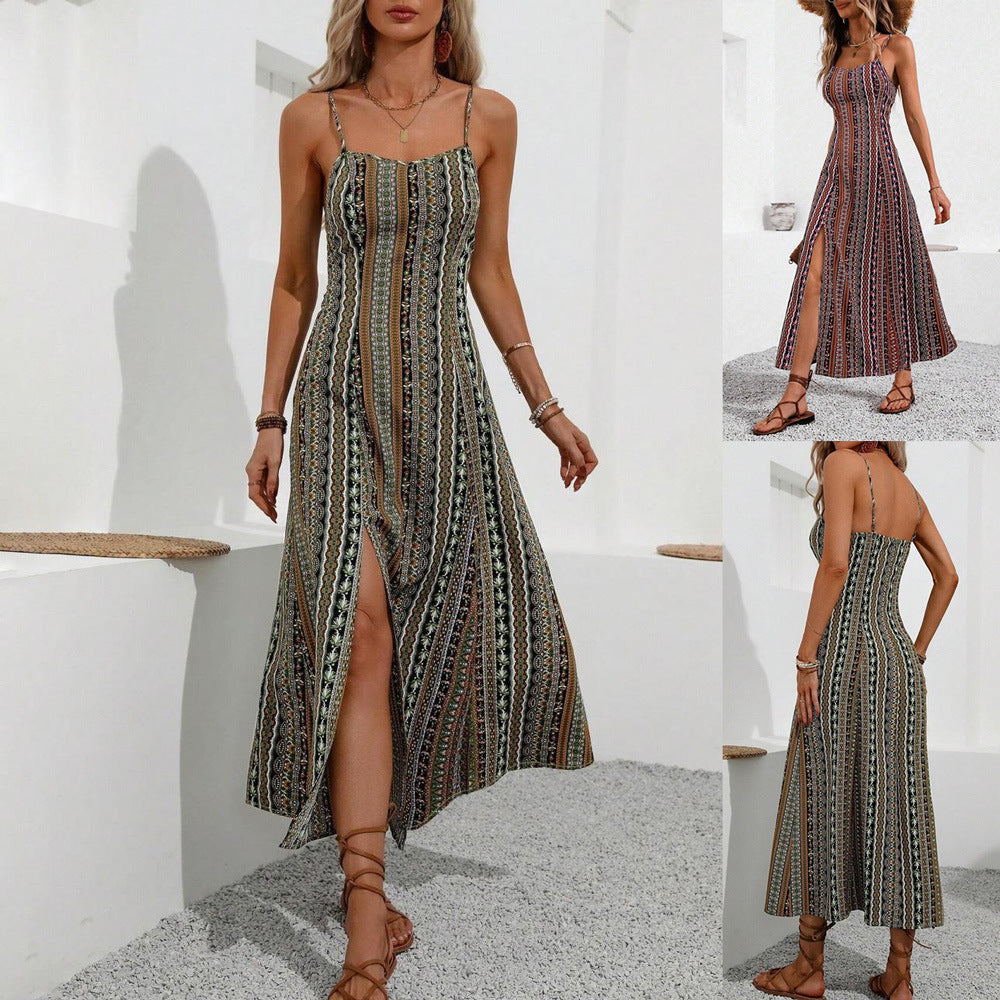 Lune London Bohemian Striped Maxi Dress for Women