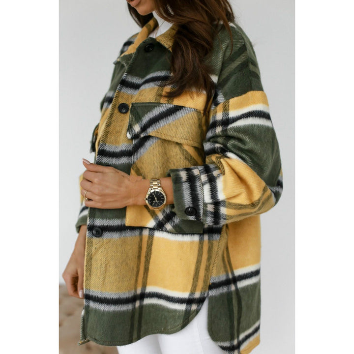 Ladies Oversized Flannel Checkered Jacket with Pockets Lune London