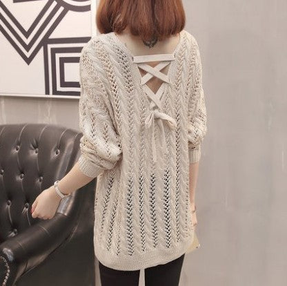 Pull en maille décontracté pour femme avec col en V et structure en dentelle fine Chic & Stil