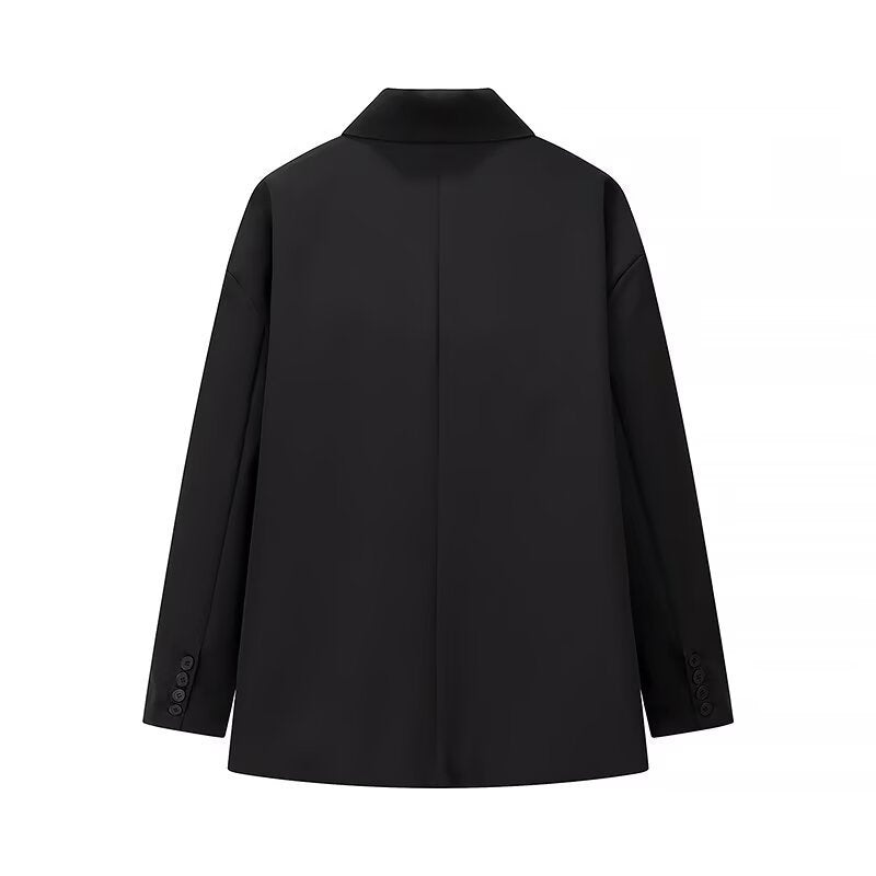 Women's Oversize Relax Blazer with Dropped Lapel and Patch Paspel Pockets Amarae