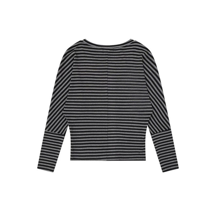 Women Striped Long Sleeve Round Neck Top made of Cotton Blend Amarae