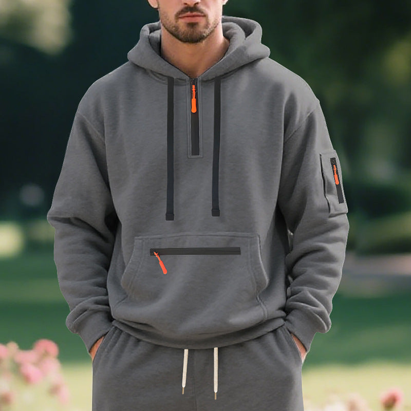 Men's sporty hoodie with practical zip pockets Amarae