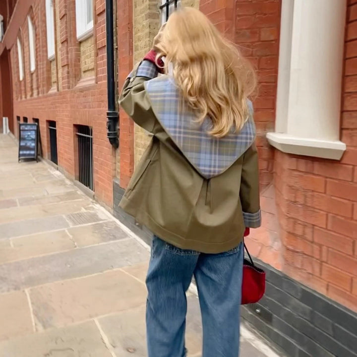 Oversized women's jacket with check collar Lune London