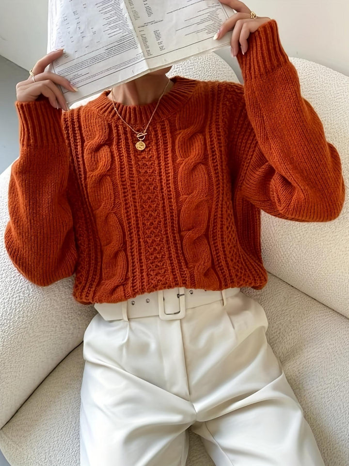 Women thick knit sweater with twisted pattern and wide sleeves Lune London