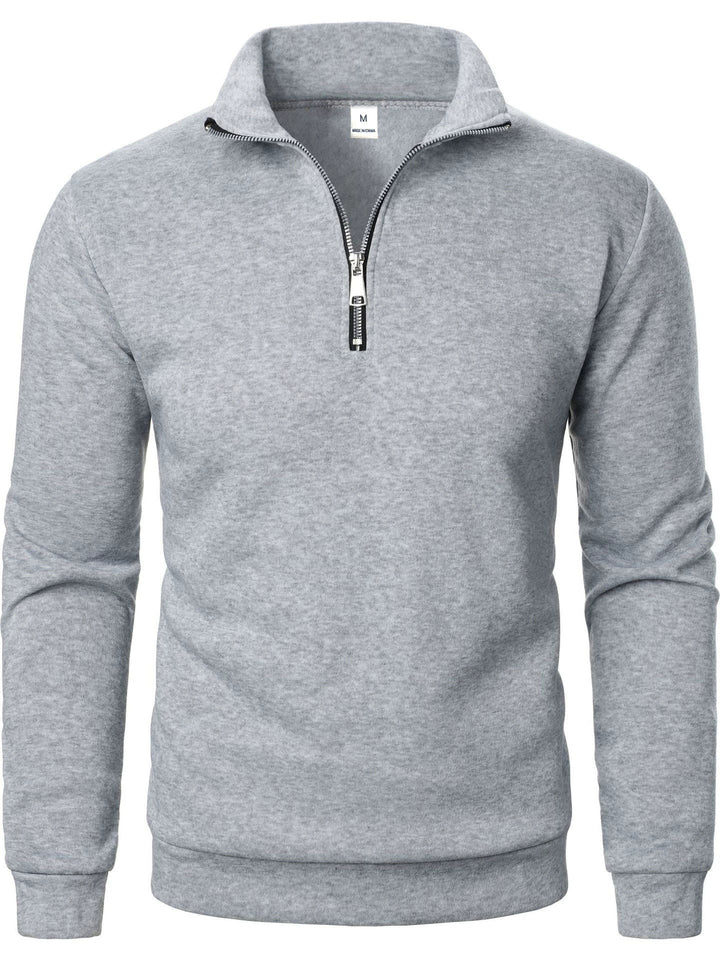 Men's fleece pullover with practical stand-up collar and zipper Chic & Stil