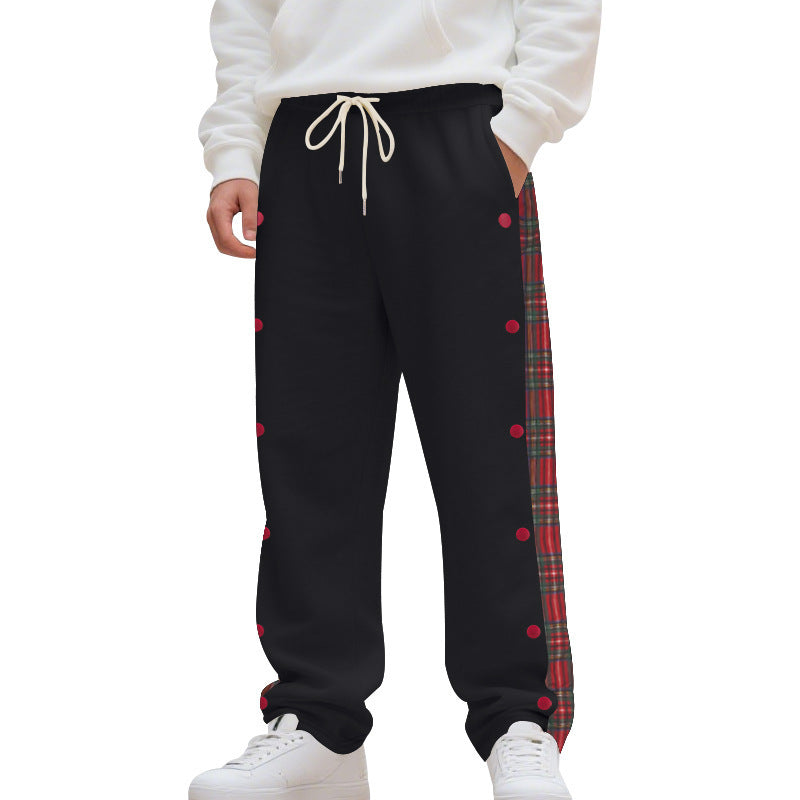 Lune London men's casual jogger pants with checked side stripe