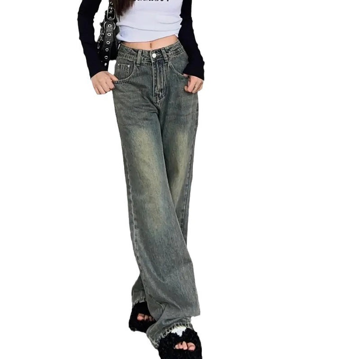 Jeans en denim taille haute ample pour femmes Chic & Stil
