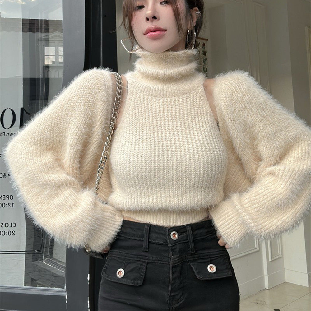 Pull à col roulé élégant pour femmes avec manches bouffantes Chic & Stil