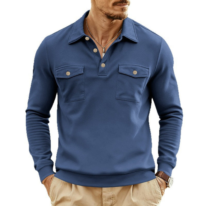 Long sleeve polo for men with two practical chest pockets Lune London