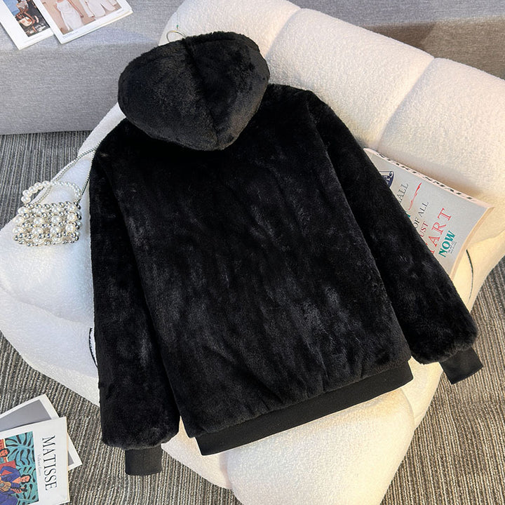 Ladies Fleece Hooded Jacket with Reversible Option Lune London
