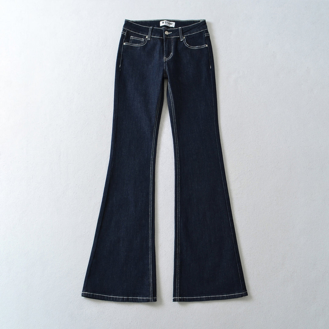 Women Flared Jeans with decorative center seam and contrast stitching Amarae