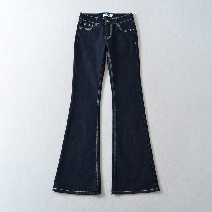Women Flared Jeans with decorative center seam and contrast stitching Amarae