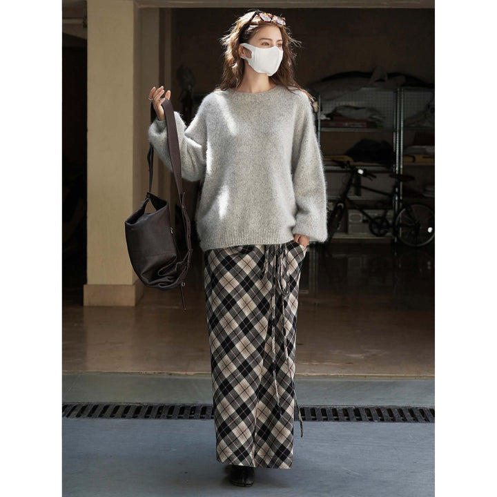 Women Fluffy Oversize Mohair-Optics Sweater with Ribbed Cuffs Amarae