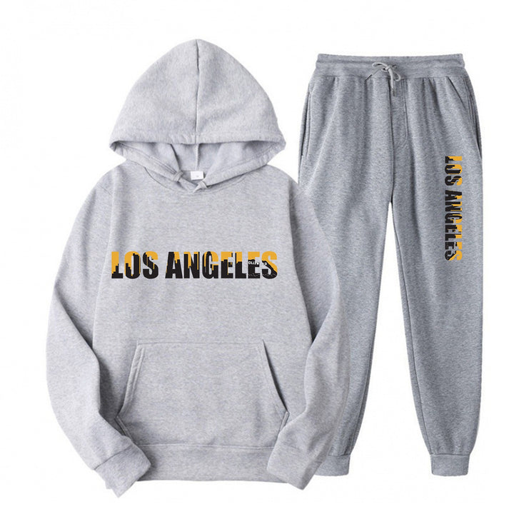 Women's leisure hoodie and jogging pants set with casual Los Angeles lettering Chic & Stil