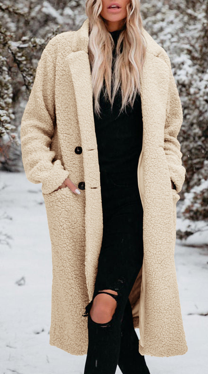 Ladies Teddy Coat with Buttons Lune London