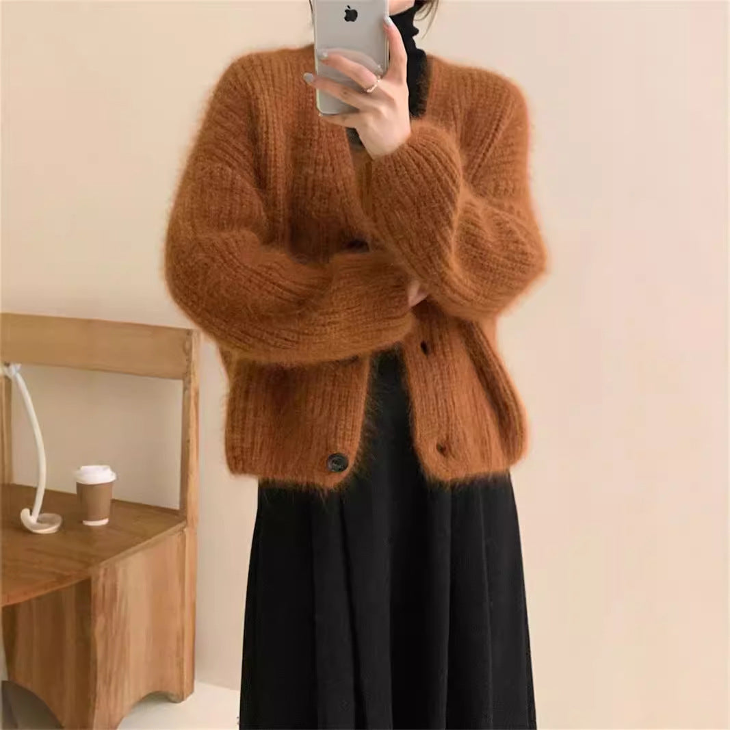 Cardigan en polaire pour femmes avec bouton et coupe décontractée Chic & Stil