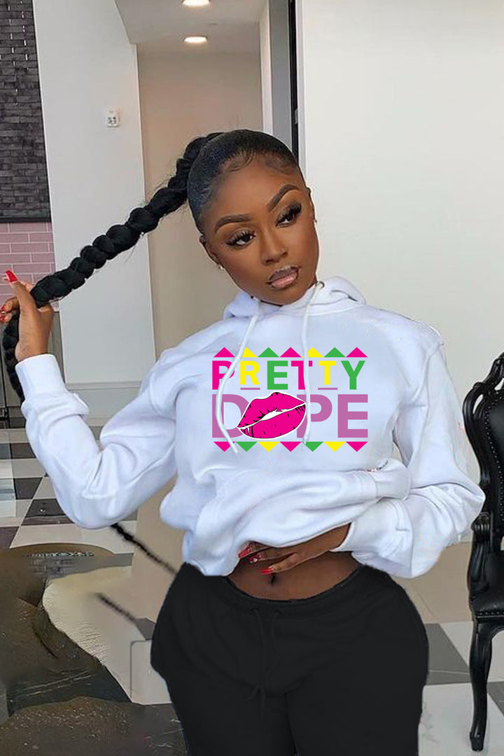 Ladies Hoodie with Creative Graphic Print Amarae