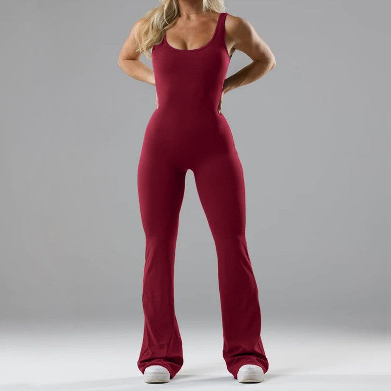 Ladies Flared Sport Jumpsuit with Soft Material Lune London