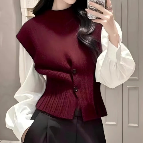 Knit cardigan for women with turtleneck and visible button closure Amarae